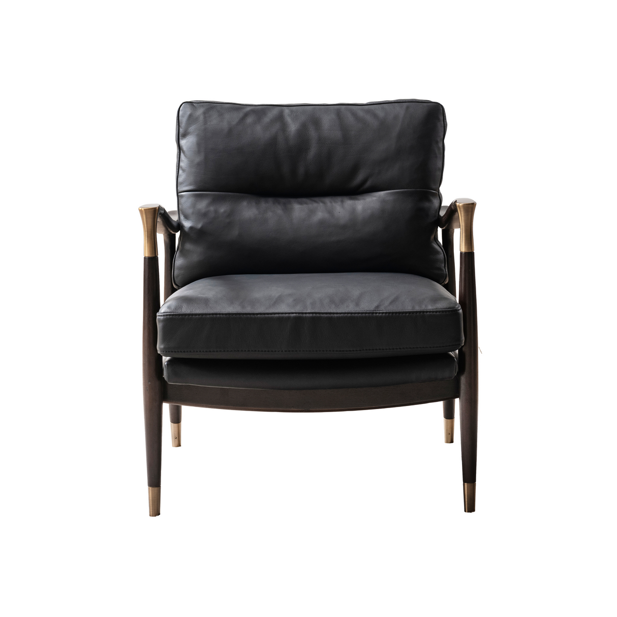 Lonut Black Accent Chair + Ottoman