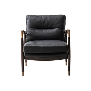 Lonut Black Accent Chair + Ottoman