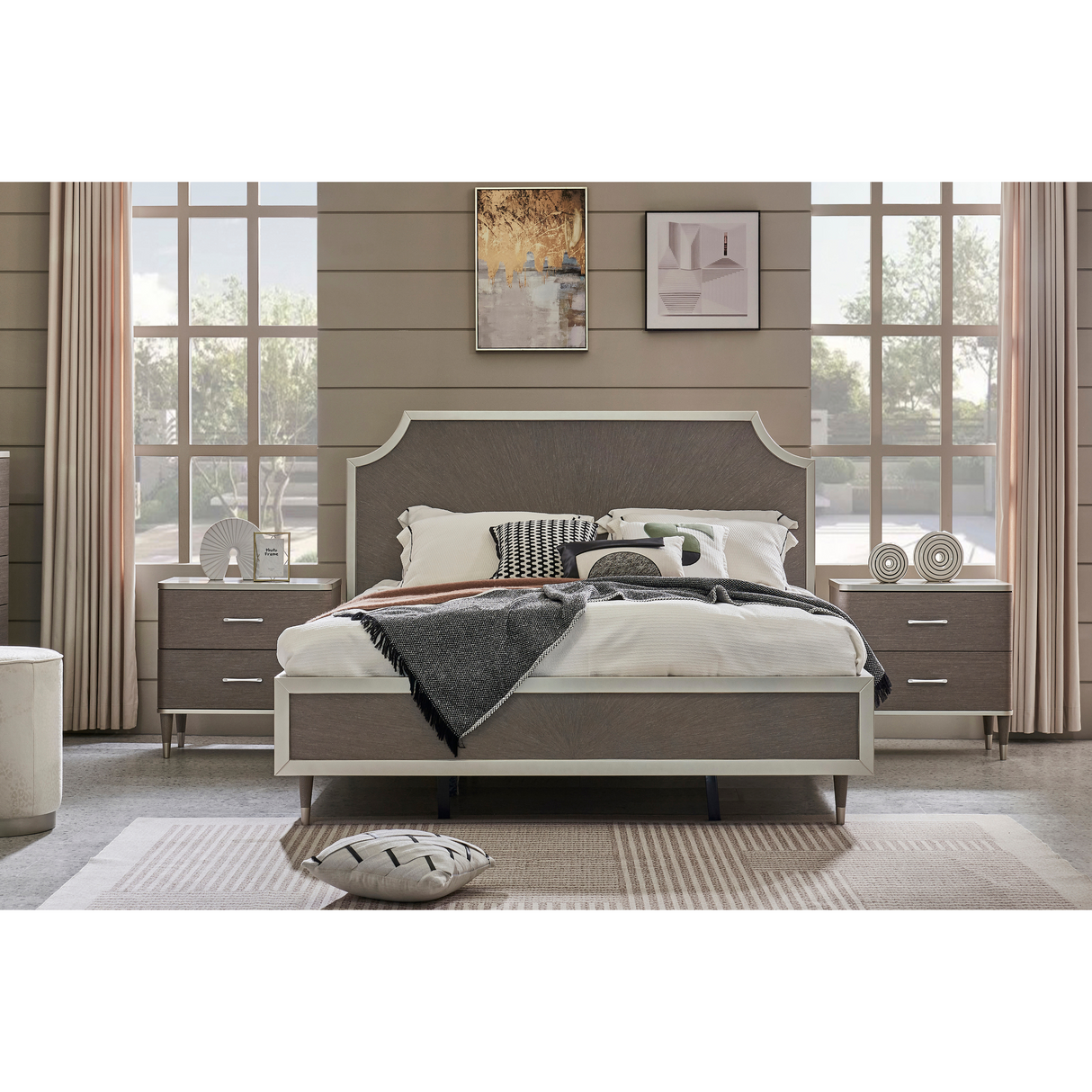 Berlin Gray King Bedroom Set With Two Free Gift GLASS TABLE LAMP