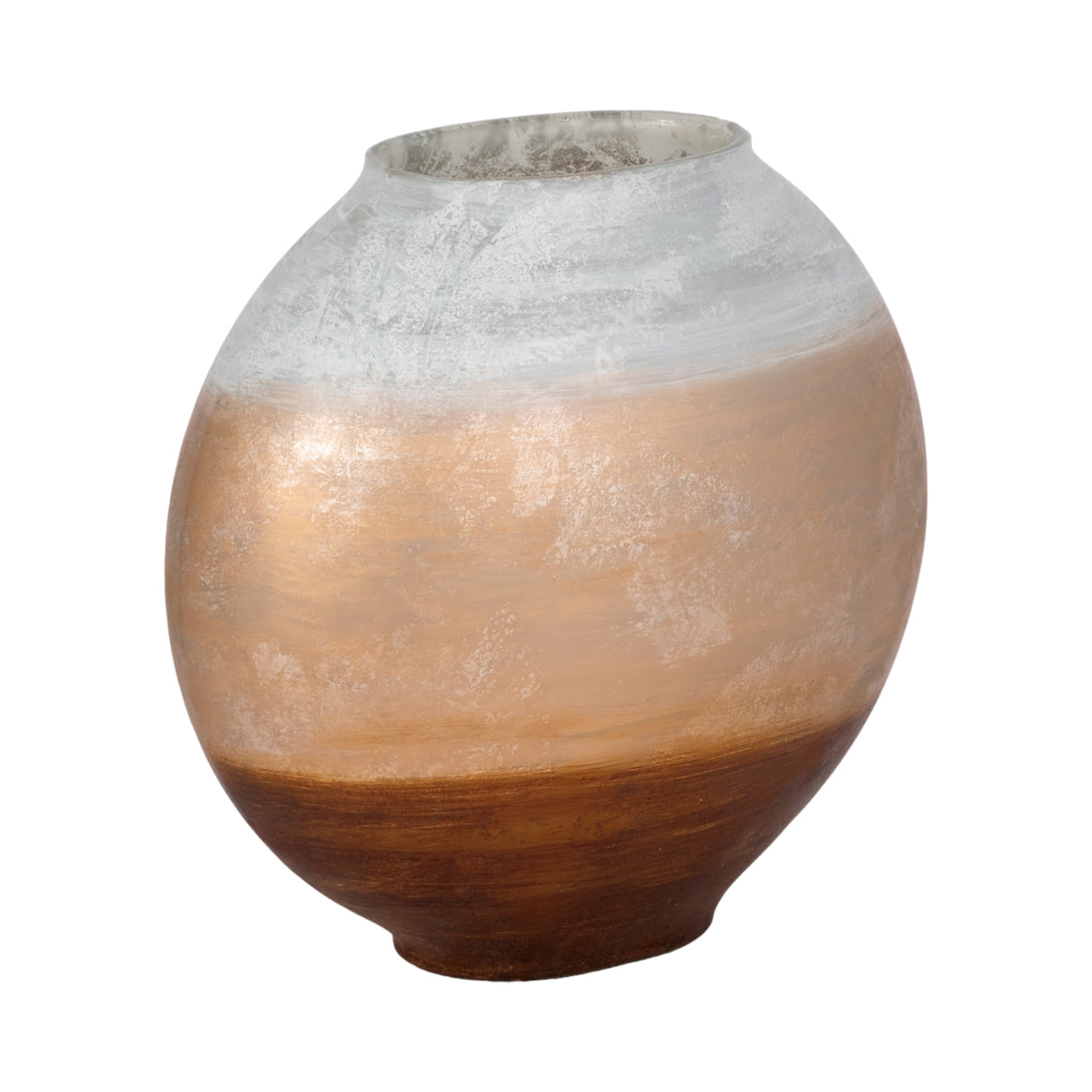 13" Gold Ombre Round Vase, White/gold