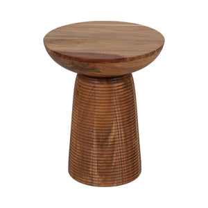 20" Grooved Base Wood Accent Table, Natural