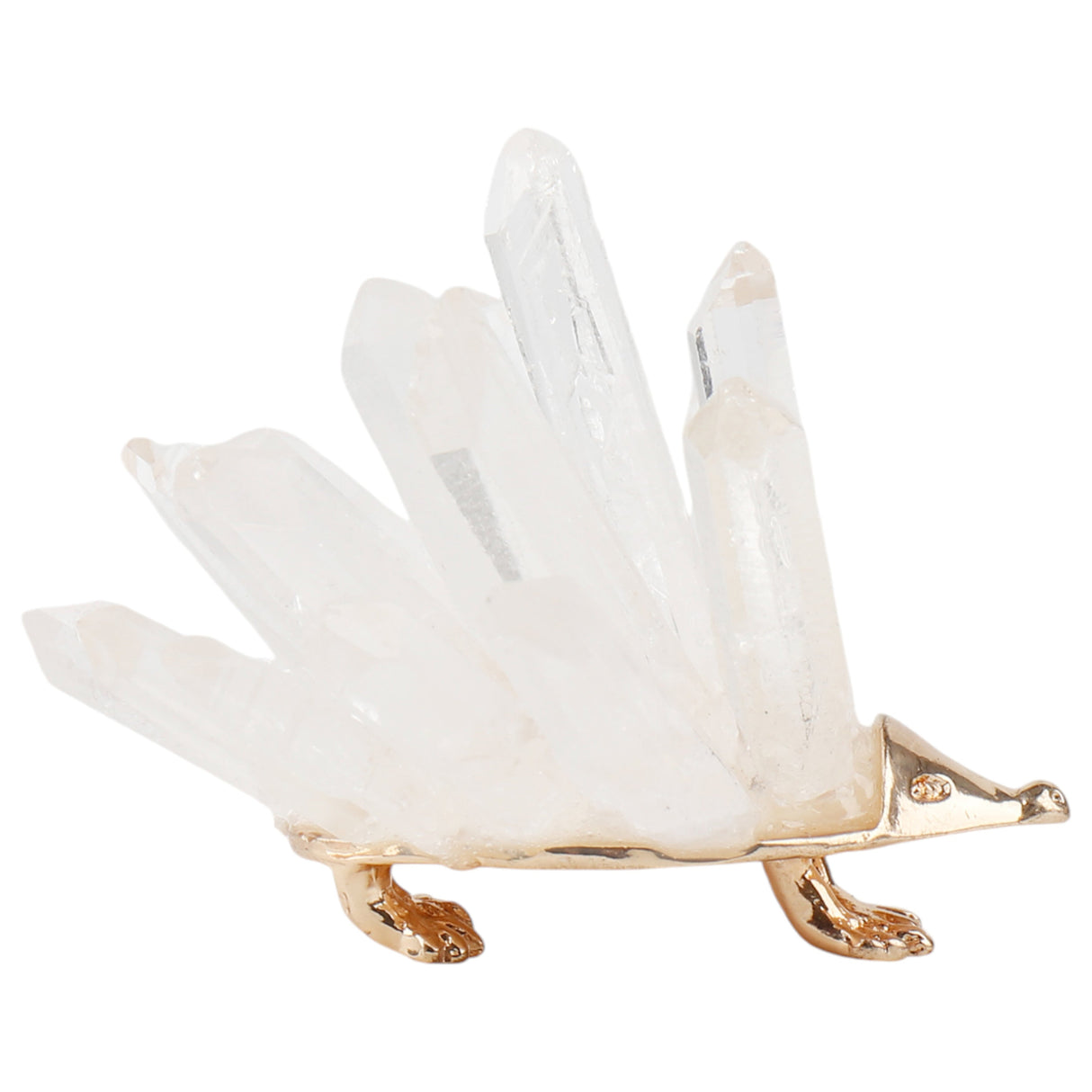 2" Lauria Quartz Crystal Point Hedgehog, Wht/gld