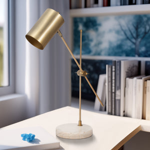 20" Zonda Travertine Table Lamp, Gold