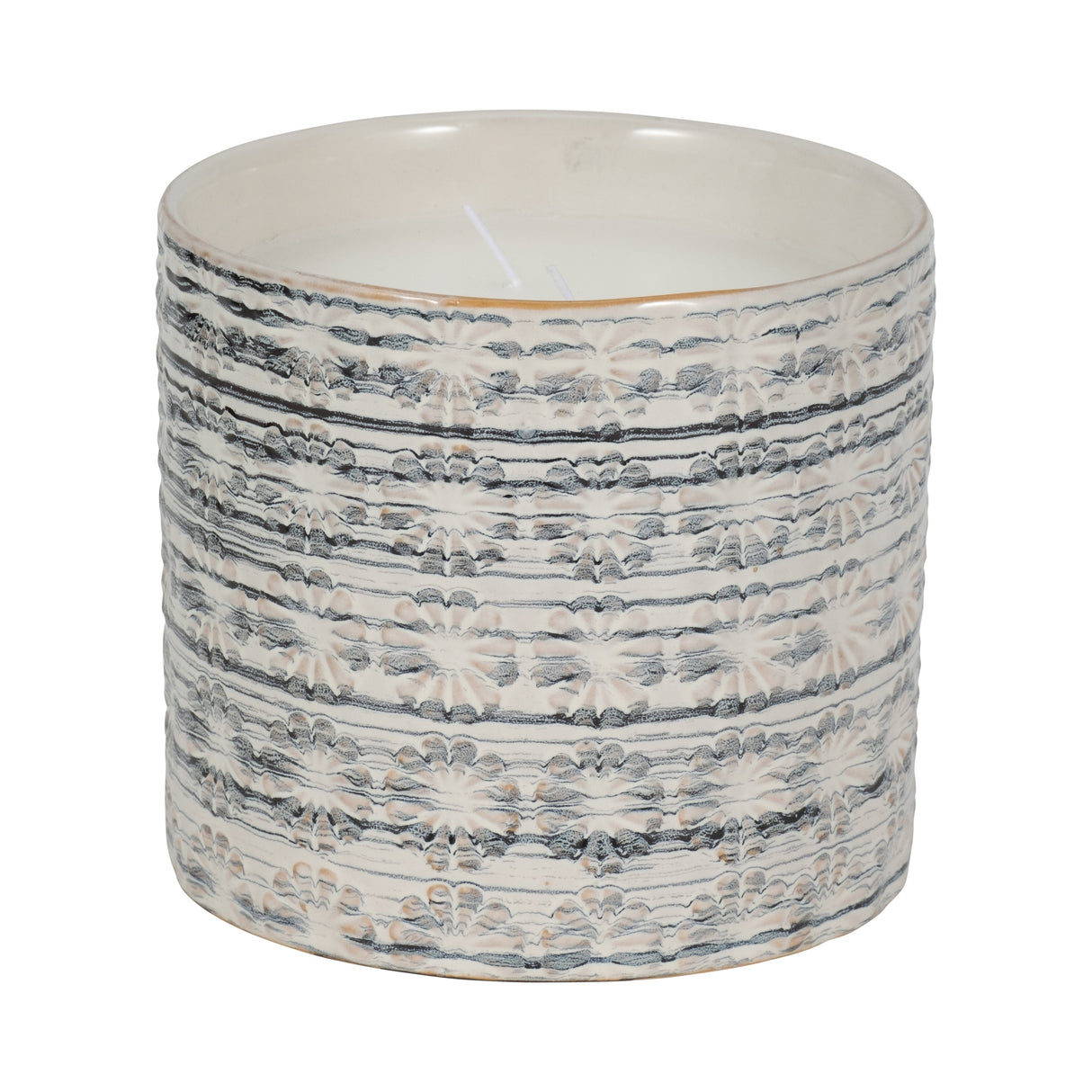 7" 25oz Flower Citro Candle, White/grey