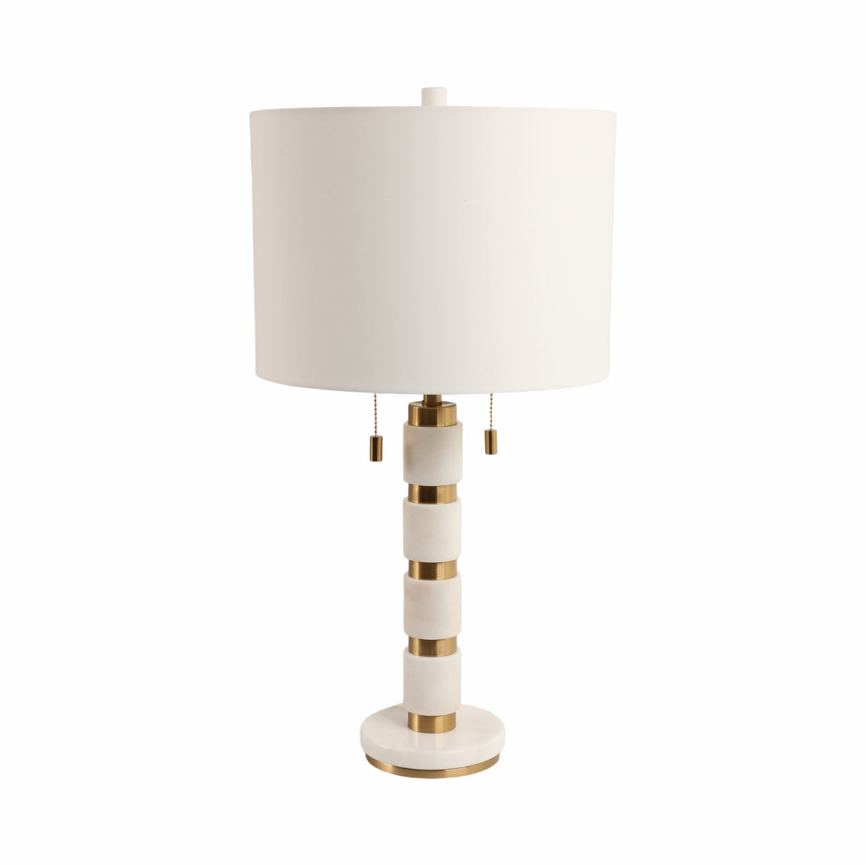 27x14" Stacked Marble Lamp With 2 Pulls, White/gol