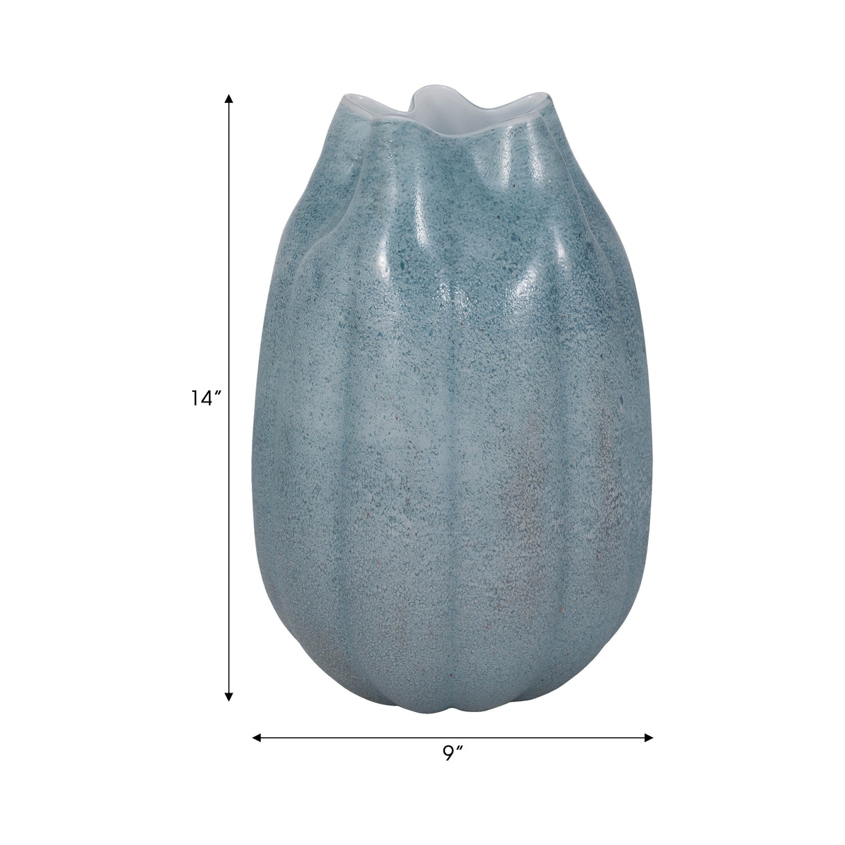 14" Glass Sea Urchin Vase, Blue