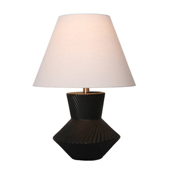 23" Ribbed Totem Table Lamp, Black/white