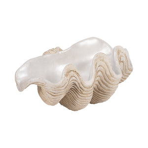 16" Pearlized Clam Shell Bowl, Ivory