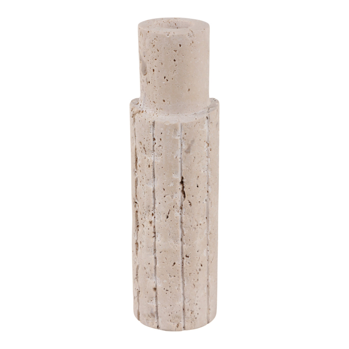 7X2" RAW EDGE TRAVERTINE TAPER HOLDER, TAN