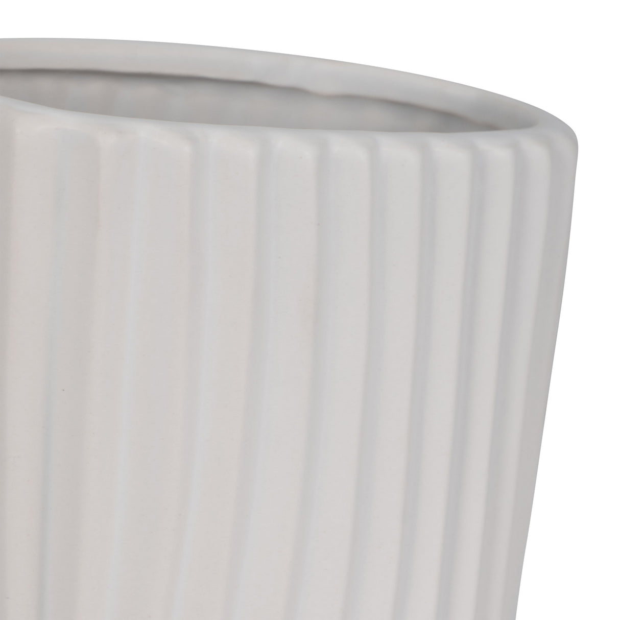 12" Curved Ribbed Vase, White