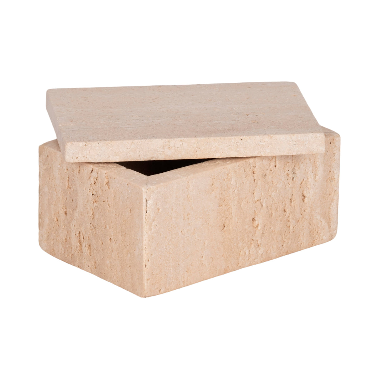 6" Travertine Box, Tan