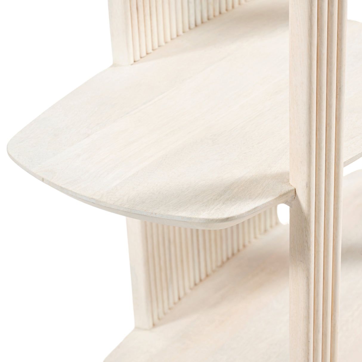 71" Catalina  Fluted Wood Etagere, Cream