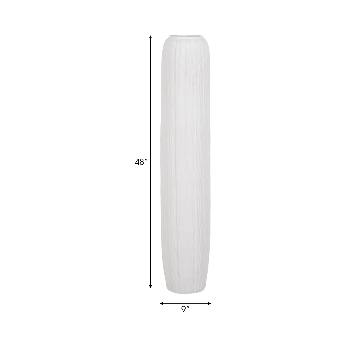 48" Rough Cylinder Floor Vase, White