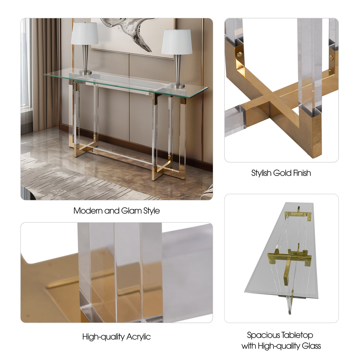 60" Arteaga Acrylic Console Table