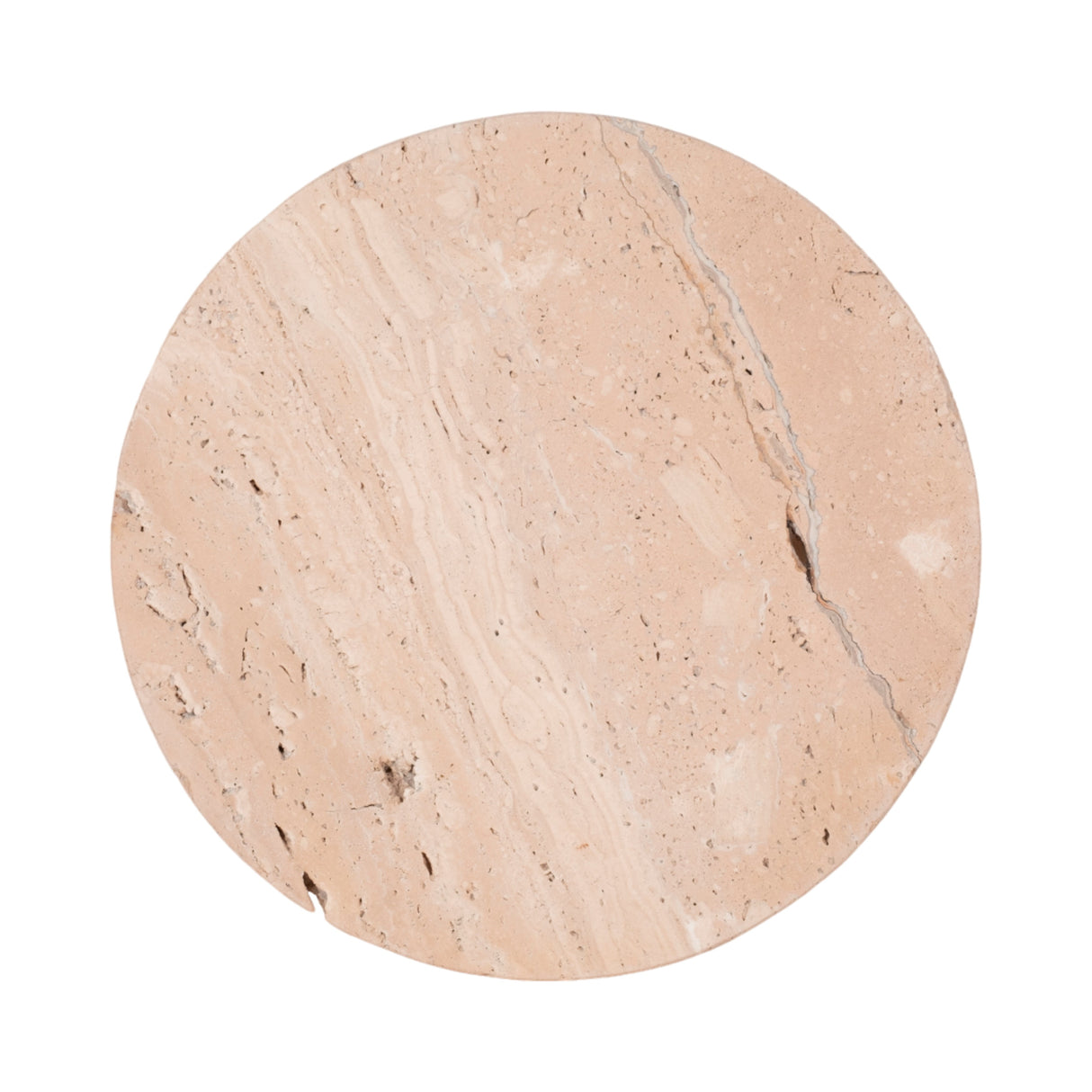 10" Travertine Tray On Wood Ball Feet, Tan