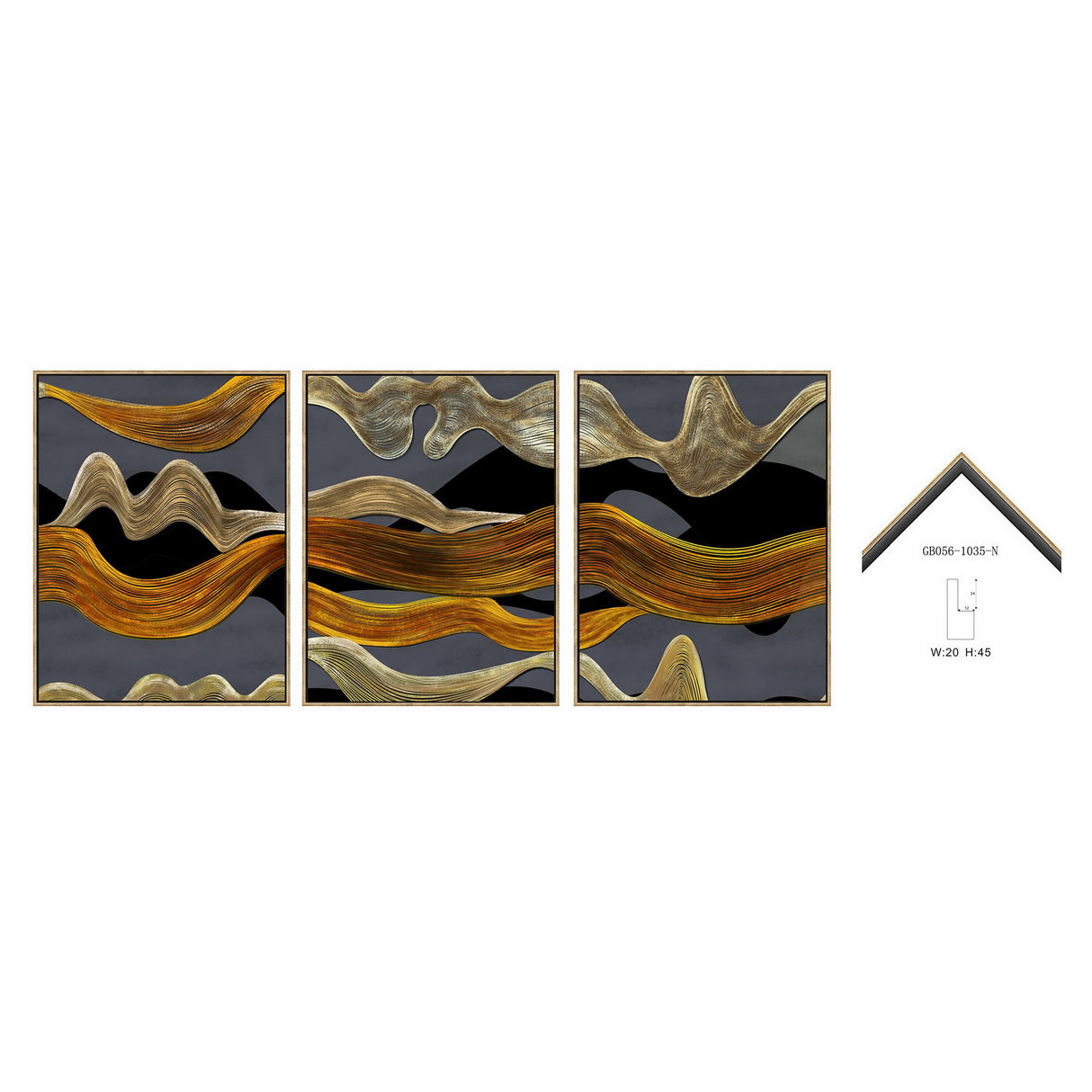 S/3 25X32 ABSTRACT ON CANVAS, BROWN/GRAY