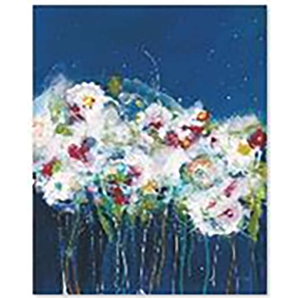 43X53 FLOWERS ON CANVAS, BLUE