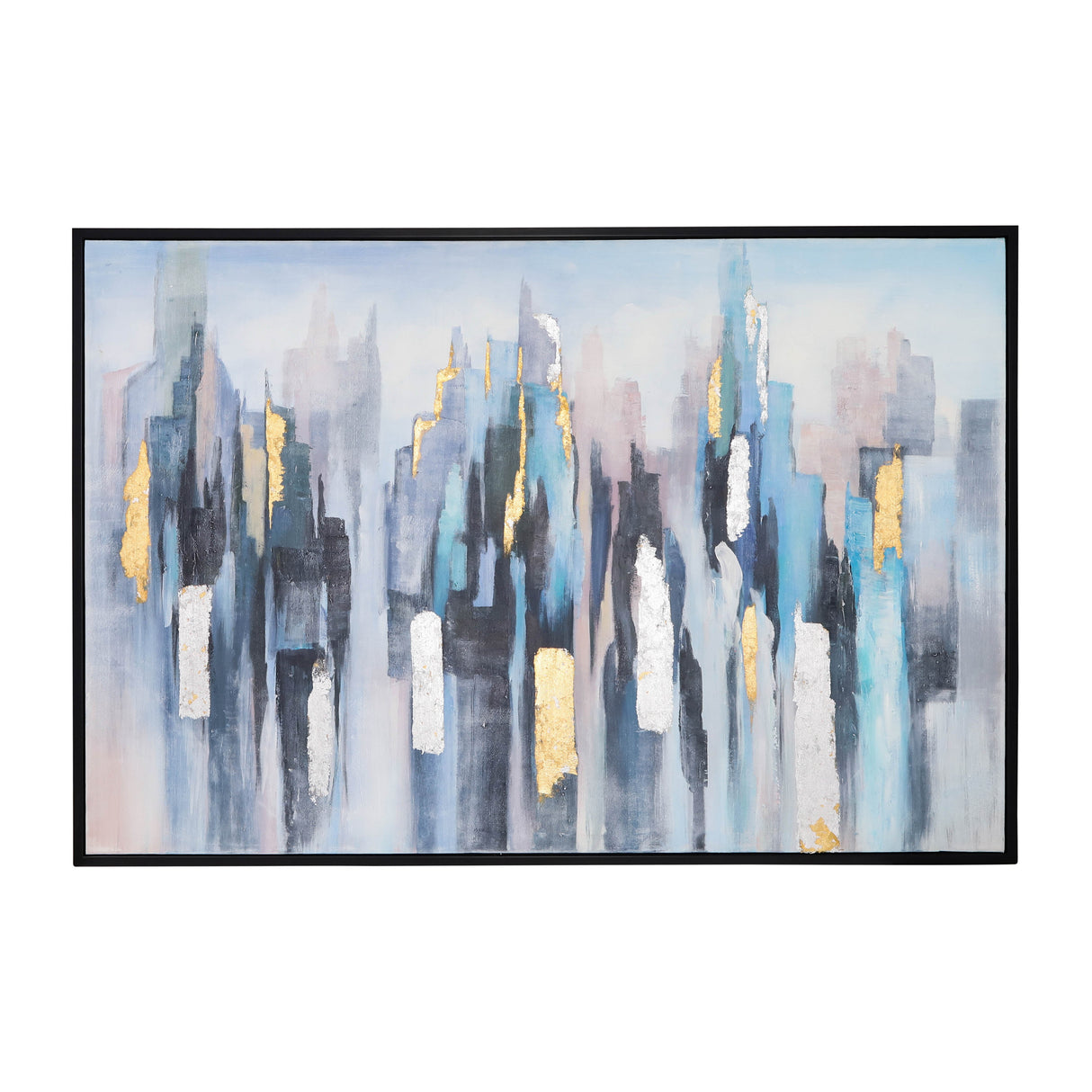 62X42 Framed Hand Painted Abstract Canvas, Multi