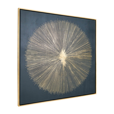 71X71, HAND PAINTED SHINING GOLD LEAF CANVAS, BLK