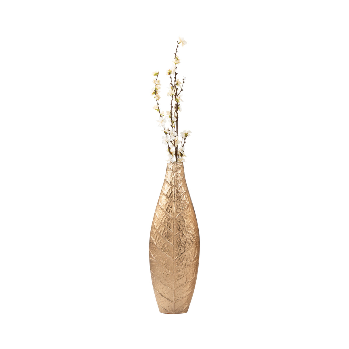 24" Craighton Small  Metal Leaf Vase, Gold