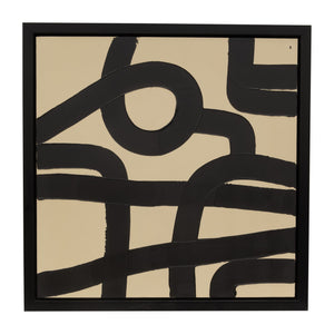 47X47,HAND PAINTED CURVY-CROSS ROADS, IVORY/BLK