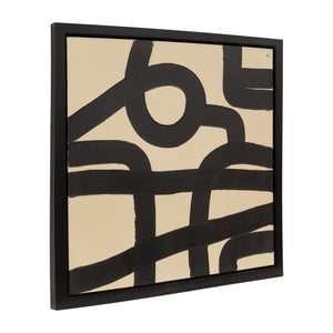 47X47,HAND PAINTED CURVY-CROSS ROADS, IVORY/BLK