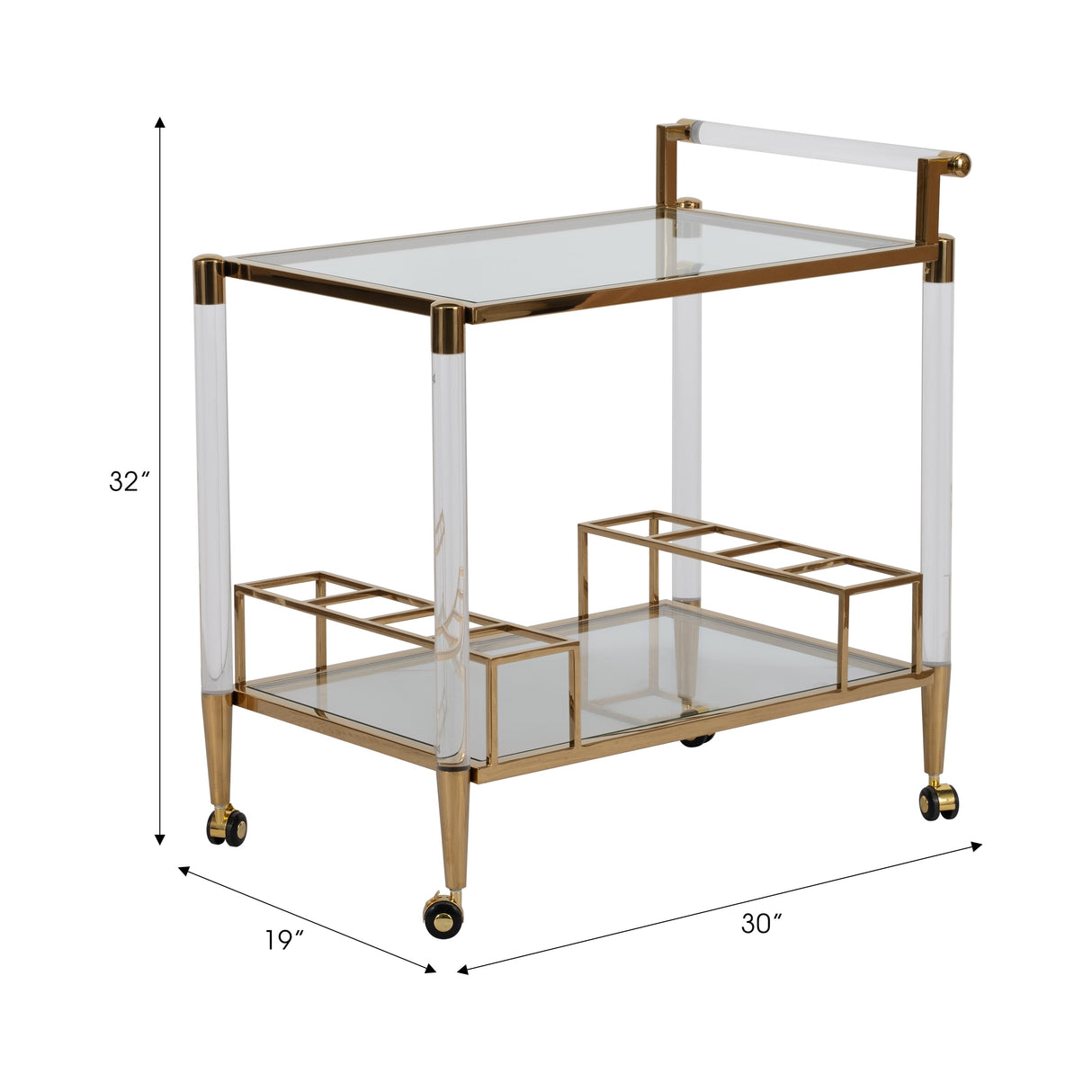 32" Lushley Acrylic Drink Cart