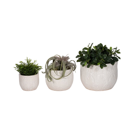 S/3 6/9/11" Fleur Planters, White