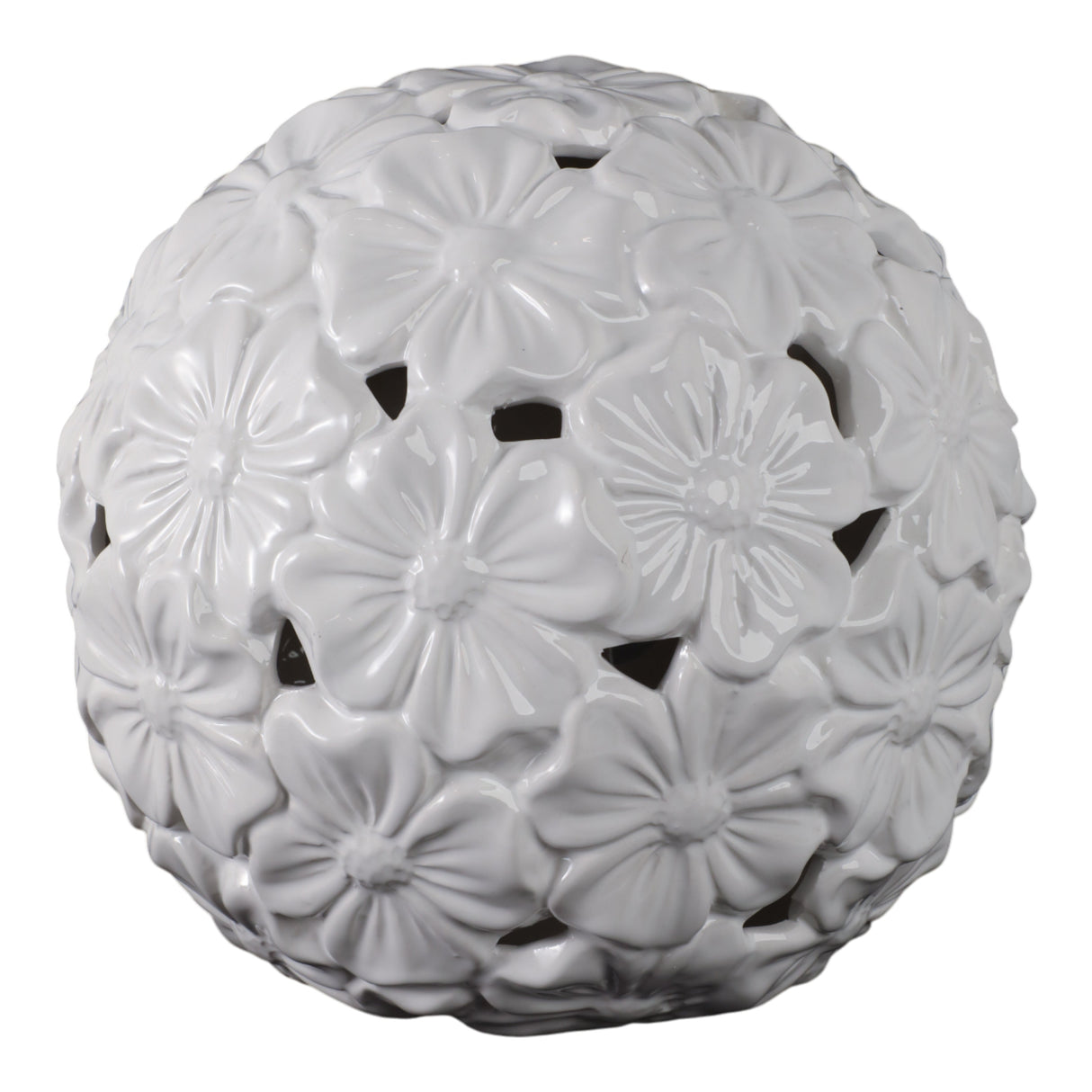 1o" Flower Cut-out Garden Orb, White
