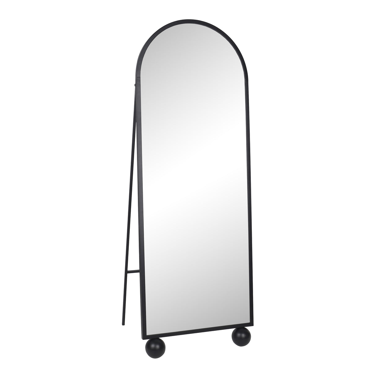 66" Mirror On Stand With Ball Feet, Black