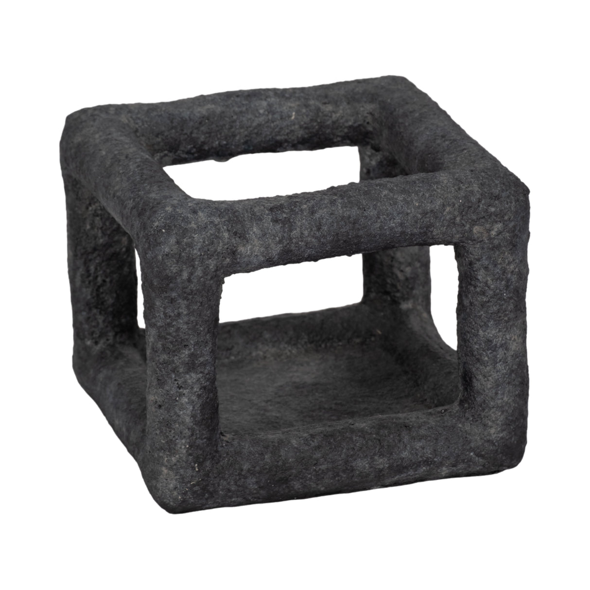 6" Textured Open Square Object, Black