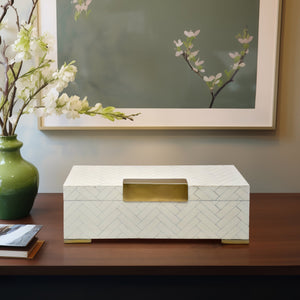 17x7" Carley Resin Box, Ivory