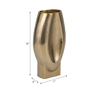 12" Nadia Metal Oval Vase, Gold