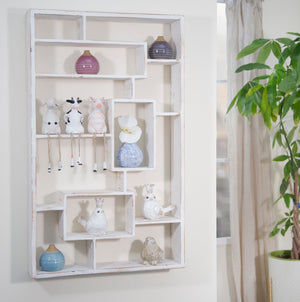 Wooden Multi-tier Wall Shelf, Whitewash