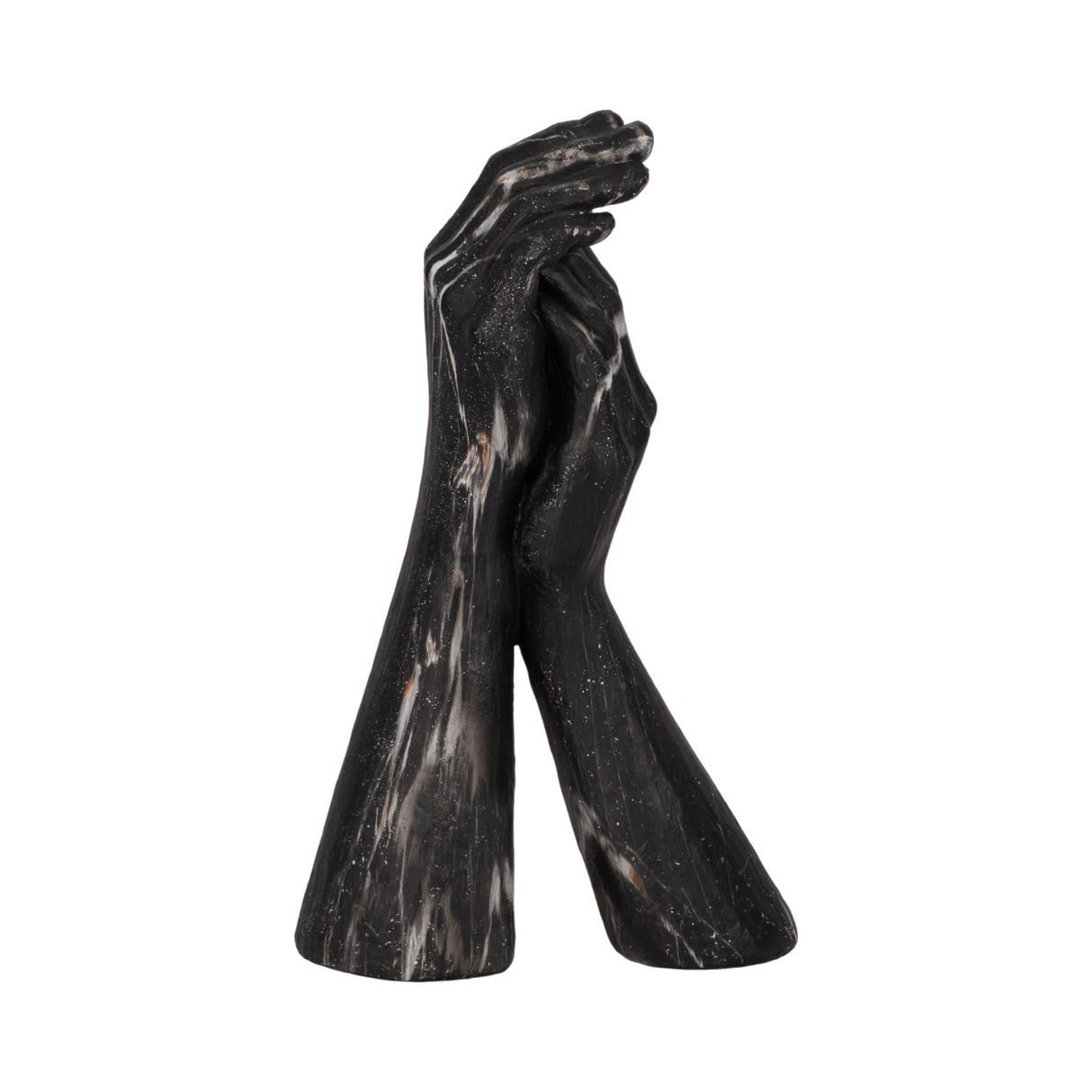 13" Marbled Hands Sculpture, Black/white