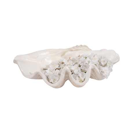 25" Pearlized Clam Shell Bowl, Ivory