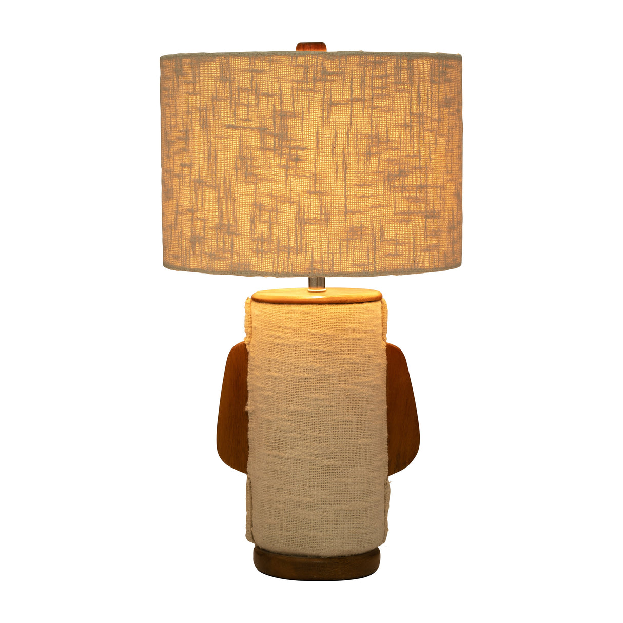 24" Ecomix Fabric Lamp With Wood, Ivory