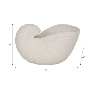 10" Nautilus Shell Planter, White