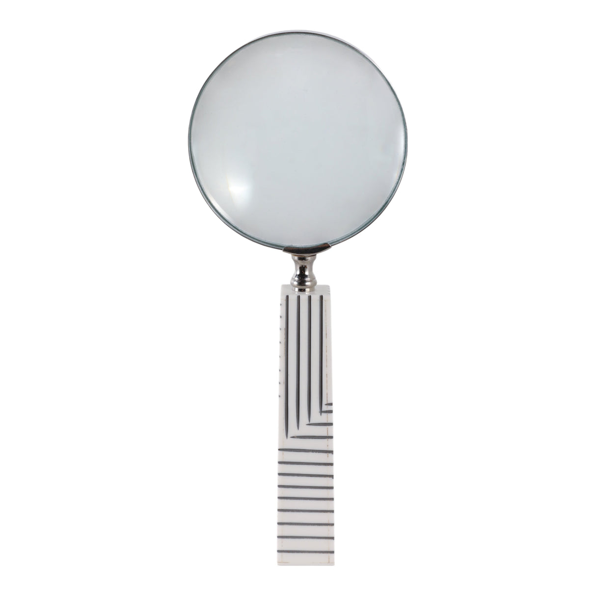 10x4" Lines Handle Magnifying Glass, White/ Black
