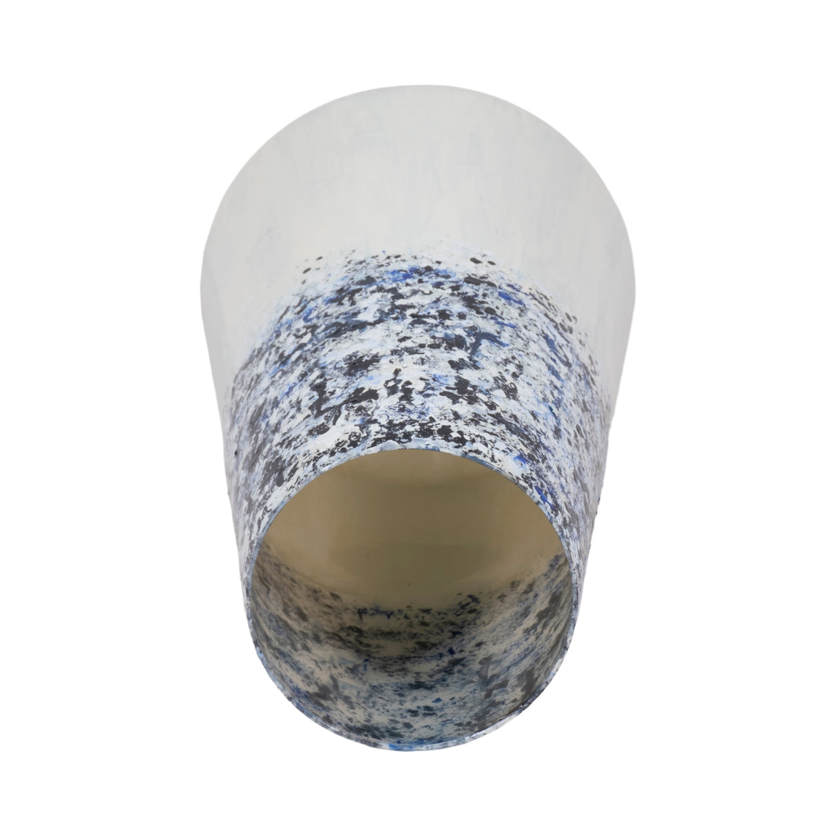 16" Tapered Bottom Vase Arctic Finish, White/blue