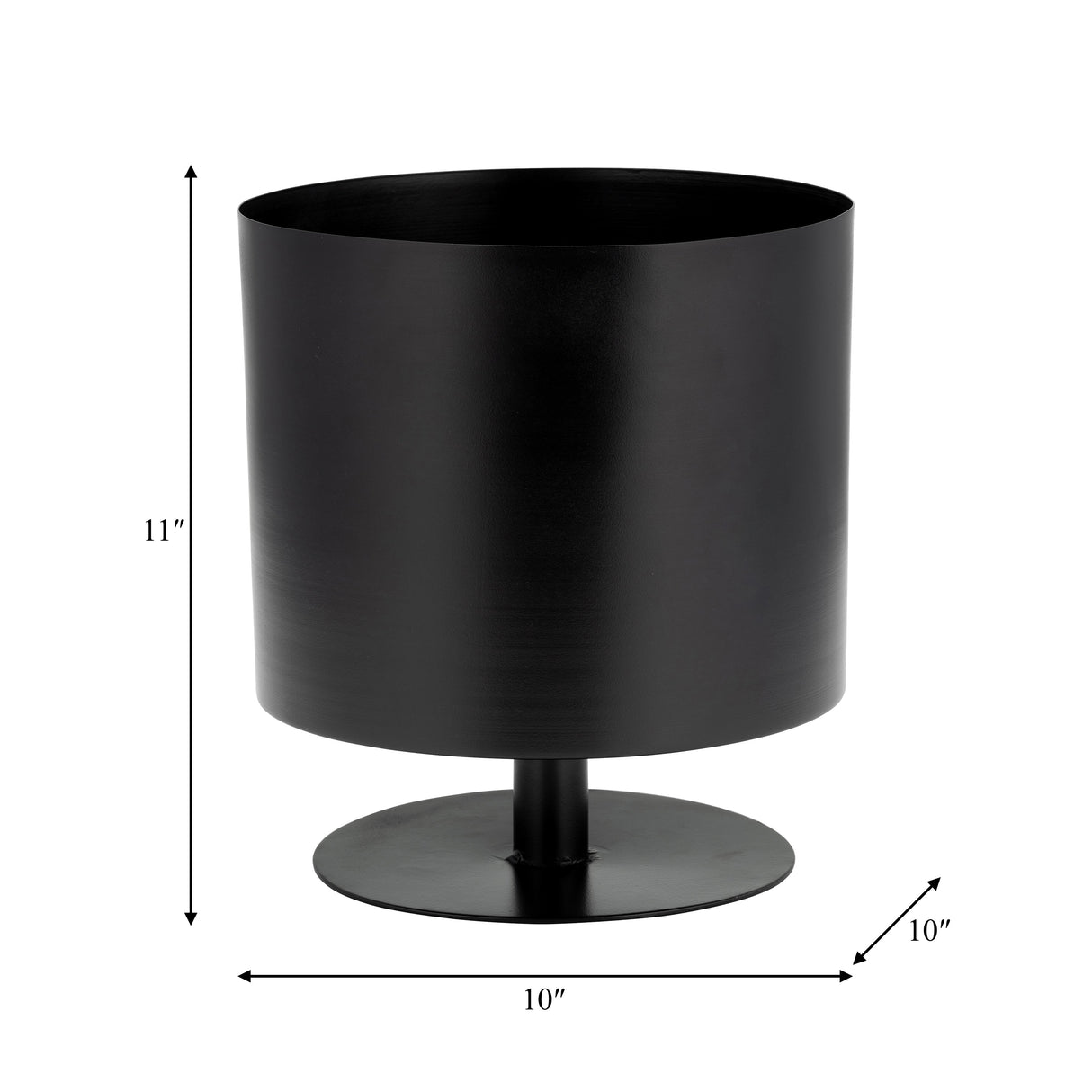 Ec Metal,10",flat Round Base Planter,black