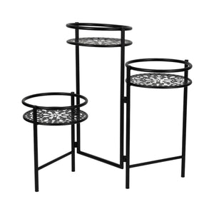 Metal, 22" Folding 3-tier Plant Stand, Black