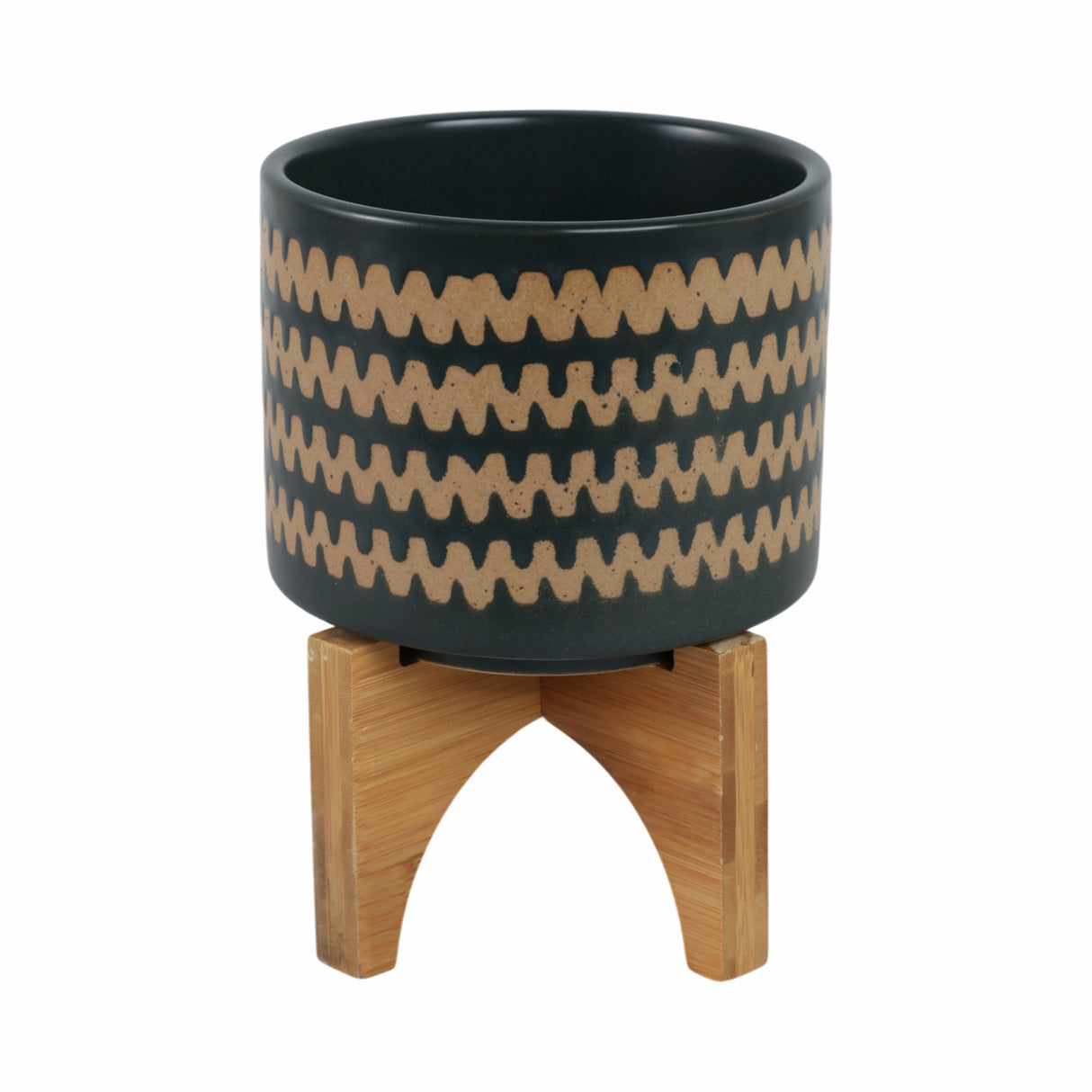 5" Zig-zag Planter W/ Stand, Teal