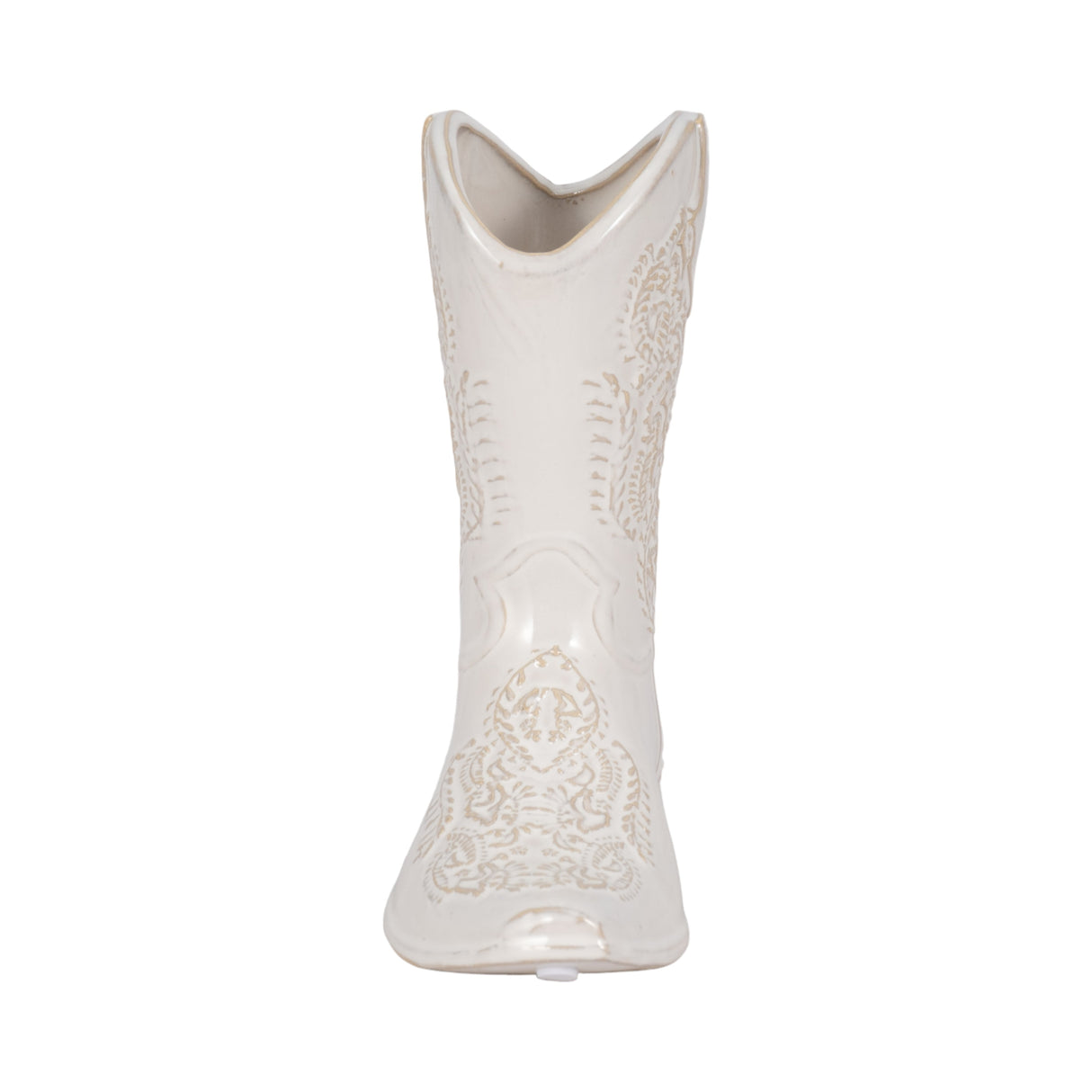 8" Cowboy Boot Vase, White