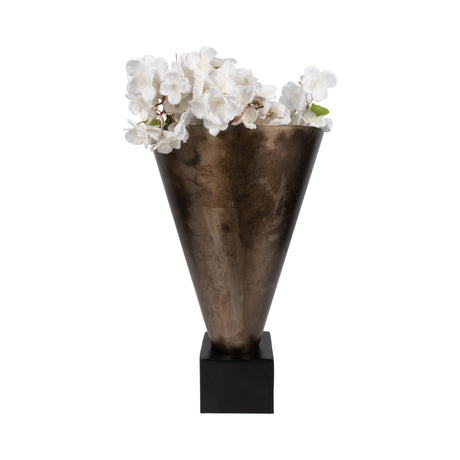 19" Cassendra Large Metal Vase, Gold