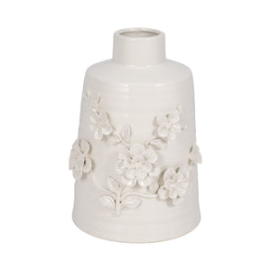 11" Floral Vase, White