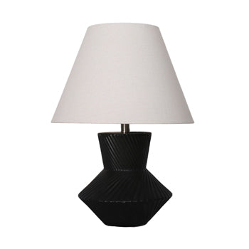 23" Ribbed Totem Table Lamp, Black/white