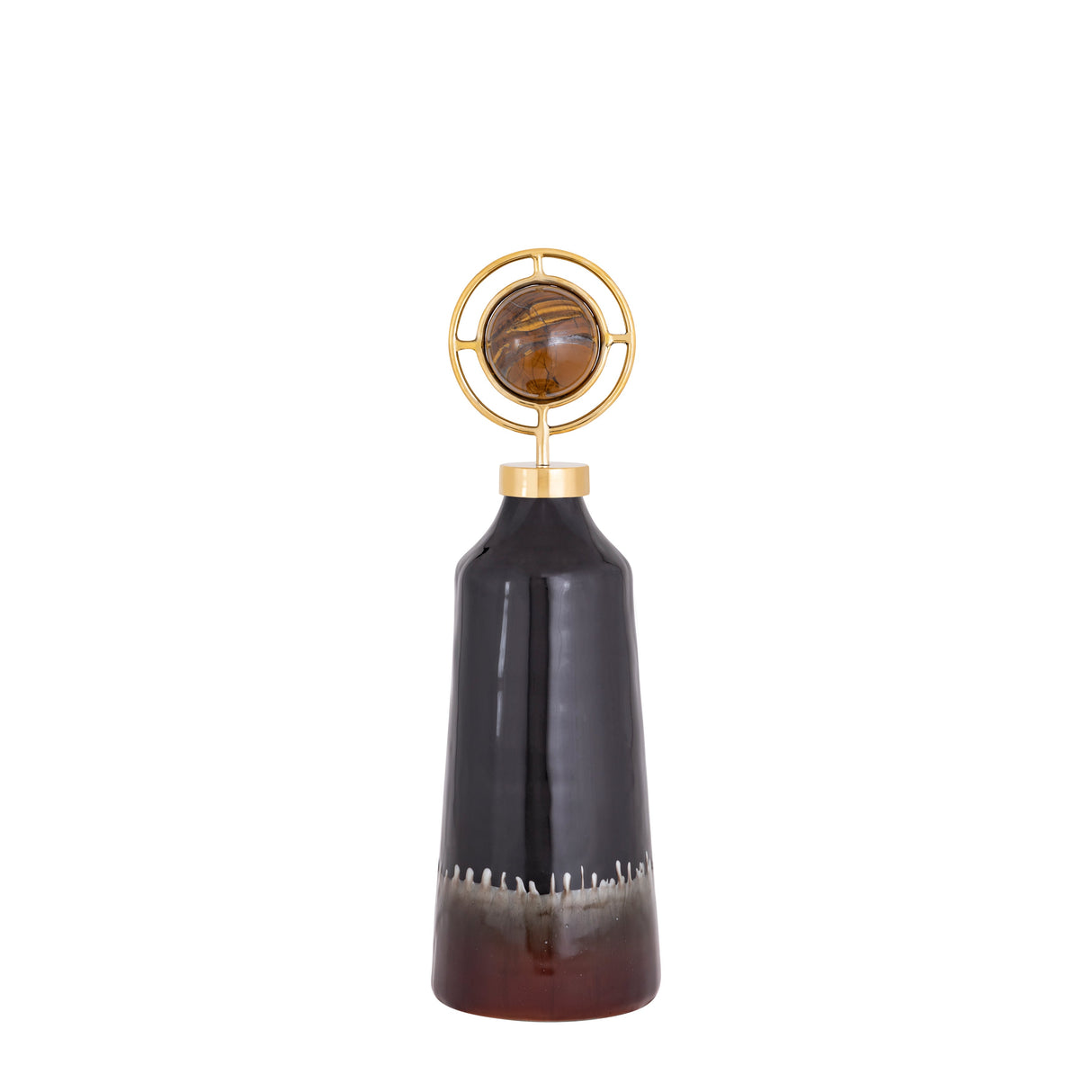 20" Oscar Small Tiger's Eye Stone And Metal Bottle