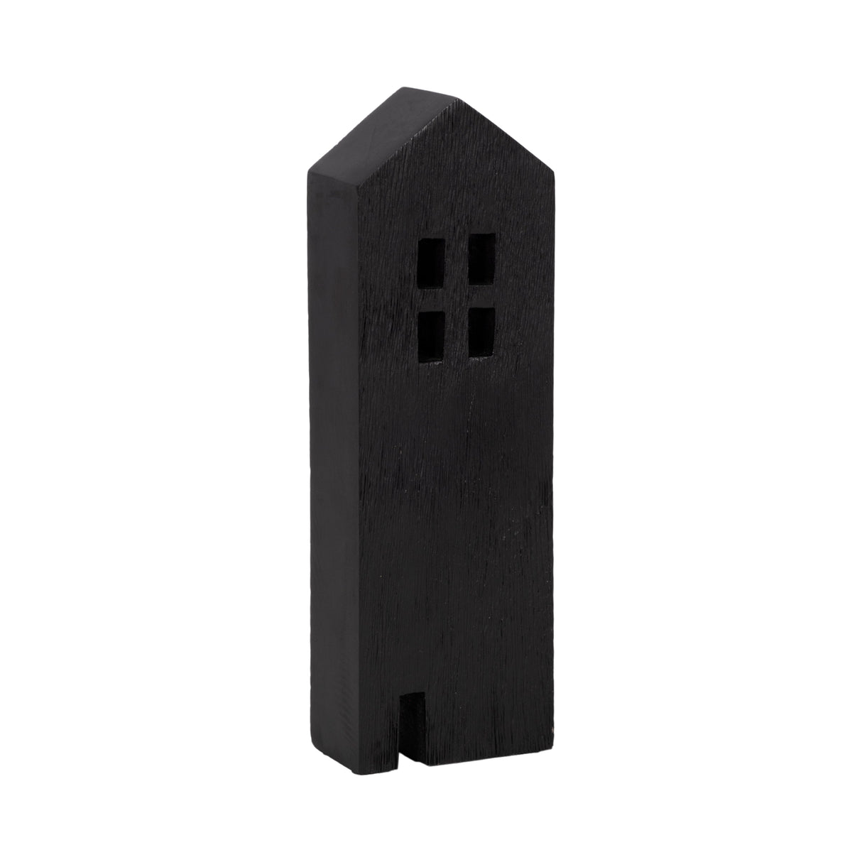 12" Wood House Decor, Black