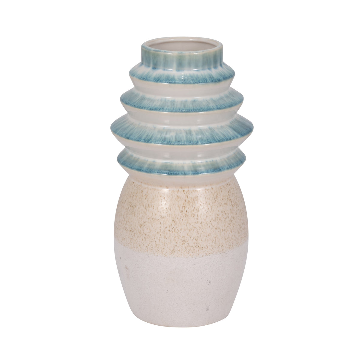 12" Fluted Top Vase Reactive Finish, Multi